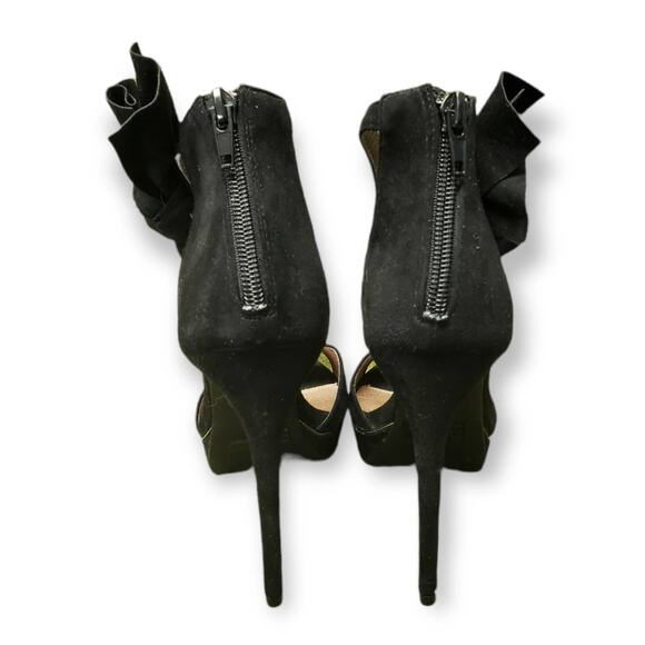 Qupid Peep Toe Ankle Strap Bow Tie Stiletto High Heels - Size 7 - Picture 5 of 9